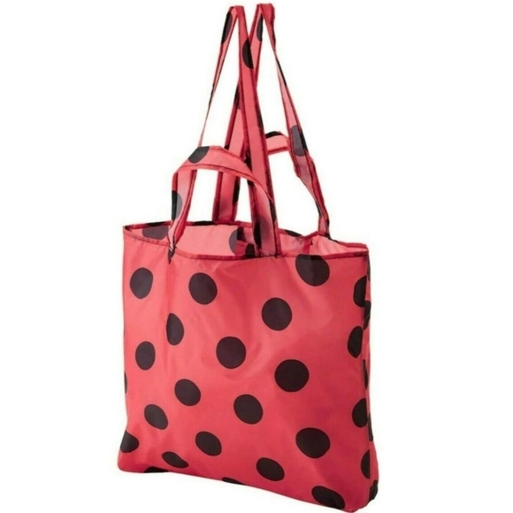 Ikea Skynke shopping tote bag Red Black Polka dot 2 Pack - Picture 9 of 9